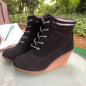 Black Wedge Booties